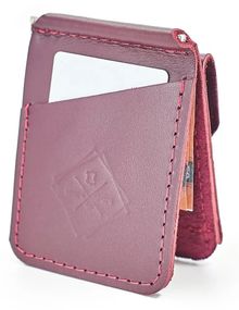 Шкіряний затискач для купюр Skin and Skin 11х7.5 см Бордовий (SW04BU)