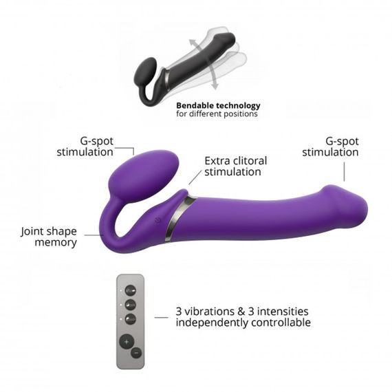 Безремневий страпон з вібрацією, Strap On Me-Strapless Vibrating, фіолетовий, 19 х 3.7 см Sex Aura | Зображення 4
