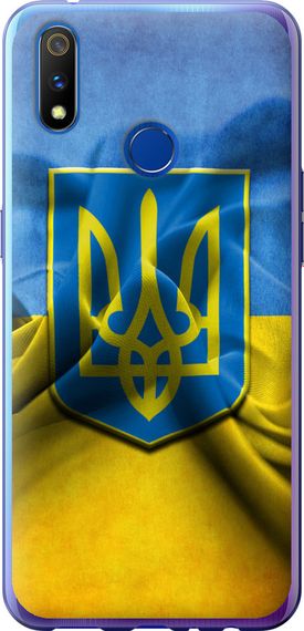 Чехол на Realme 3 Pro Флаг и герб Украины 1 "375u-1863-17620"