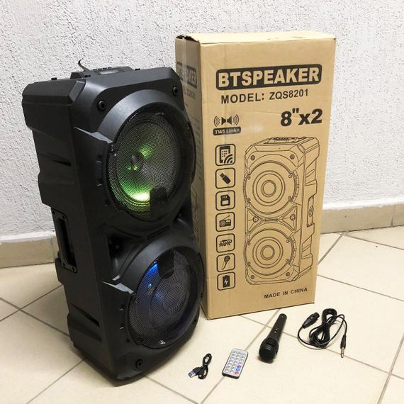 Bluetooth колонка-чемодан переносная, Блютуз колонка с динамичной подсветкой, Переносная блутуз колонка DI-28 | Зображення 9