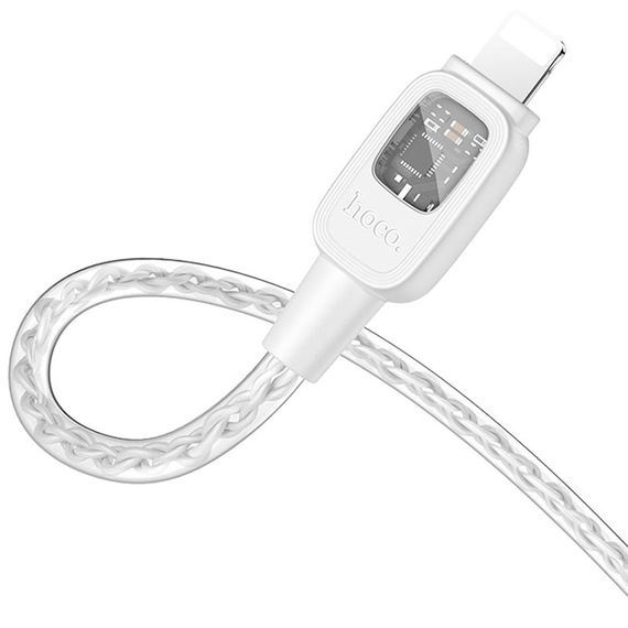 Дата кабель Hoco U124 Stone silicone power-off Type-C to Lightning (1.2m) Gray | Зображення 2