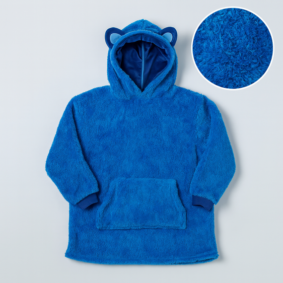 Детский плед-толстовка Huggle Hoodie «Морской бриз» (синий) — тёплый флисовый плед с рукавами и капюшоном | Зображення 2