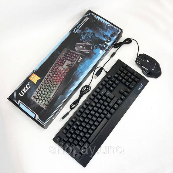 Клавиатура+мышка UKC с LED подсветкой от USB M-710, клавиатура игровая с подсветкой и мышкой HS-70 | Зображення 9