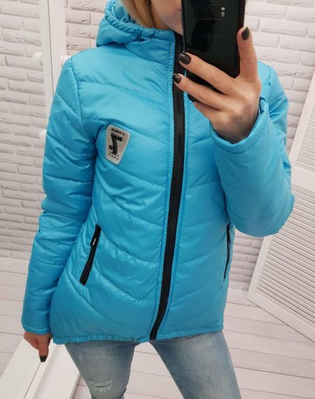 Жіноча демісезонна куртка з емблемою, арт.210/7, блакитний | Зображення 7