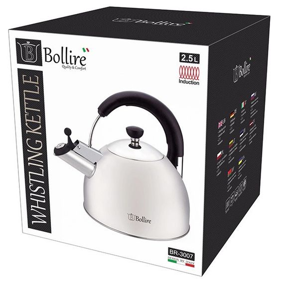 Чайник 2.5 л Bollire BR-3007 из нержавеющей стали со свистком для всех типов плит | Зображення 1
