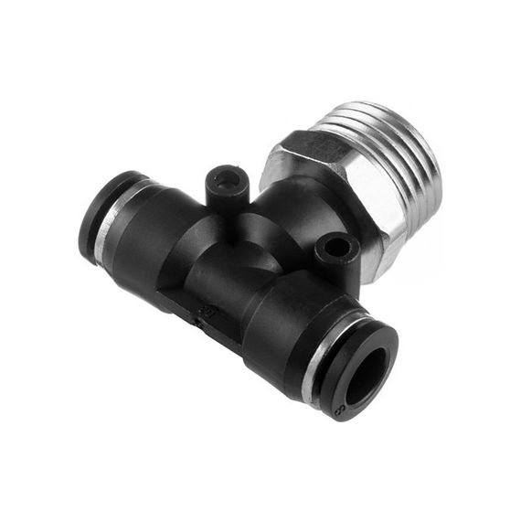 Цангове з'єднання Т-подібне для поліуретанових та ін. шлангів 8*8 мм, 1/2" зовн. різьба INTERTOOL PT-2362 | Зображення 1