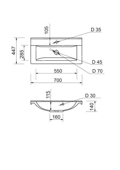 Раковина накладна Adamant QUANTO 70, прямокутна з сифоном Click-Clack + змішувач (4824296208101) | Зображення 9
