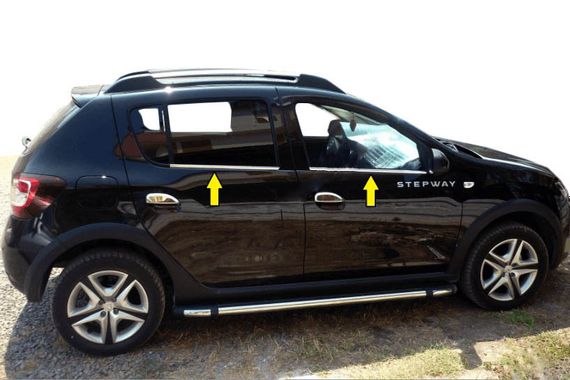Окантовка вікон (4 шт., нерж.) OmsaLine - Італійська нержавійка для Renault Sandero 2013-2024 рр