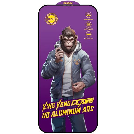 Захисне скло 5D Anti-static Purple (тех.пак) для Apple iPhone 13 Pro Max / 14 Plus (6.7") Чорний