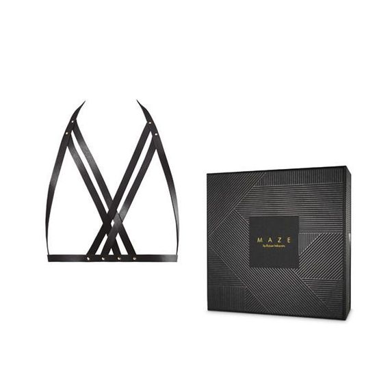 Портупея Bijoux Indiscrets MAZE — Halter Bra Harness Black | Зображення 1