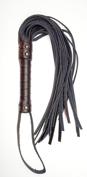 Флогер комбінований зі шкіряною ручкою 31 хвостом завдовжки 36 см Чорний sexstyle