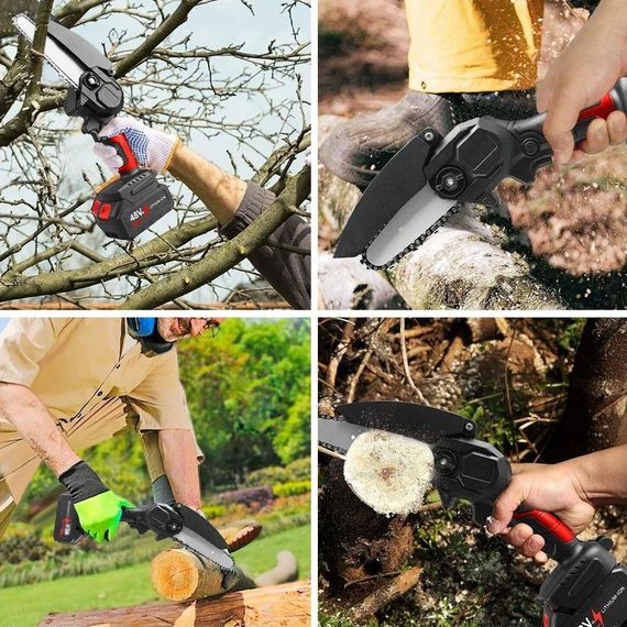 Акумуляторна міні пила в кейсі + 2 акумулятори 48В / Ланцюгова електропила / Ручна електропилка для саду | Зображення 1