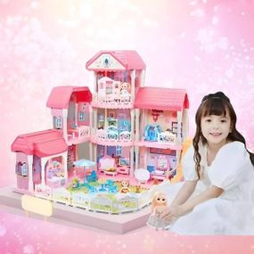 Будиночок ляльковий з посудом 7003 Рожевий