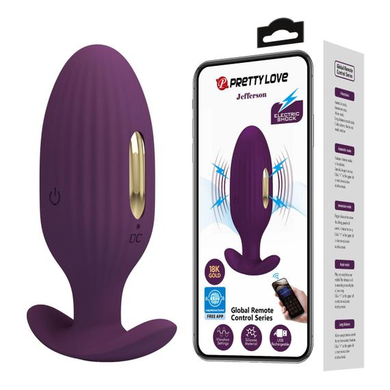 Анальная пробка PRETTY LOVE Jefferson, 12 vibration functions 3 electric shock functions sexstyle