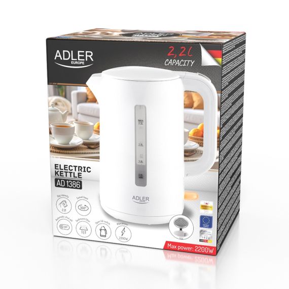 Електрочайник Adler AD 1386 білий 2,2 л, 2200 Вт | Зображення 5