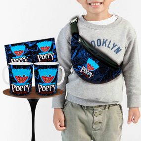 Набір: дитяча сумка-бананка+кружка Хаггі Ваггі Poppy Playtime 32х15см, бананка для хлопчика через плече на подарунок (00998)