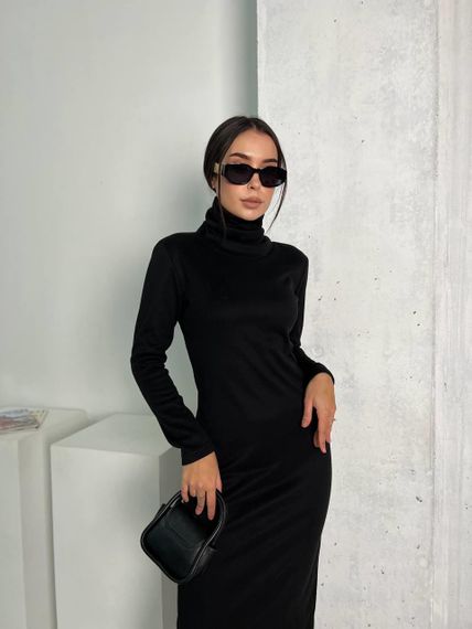 Женское облегающее платье-гольф миди NB24002 черное, размер 46/48 | Зображення 4