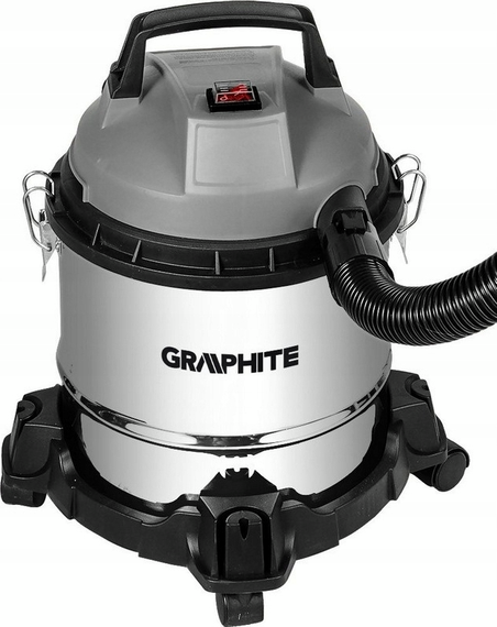 Пилосос Graphite професійний, 800Вт, 12кПа, контейнер 12л, розетка 220В/800В, колеса (59G613) | Зображення 1
