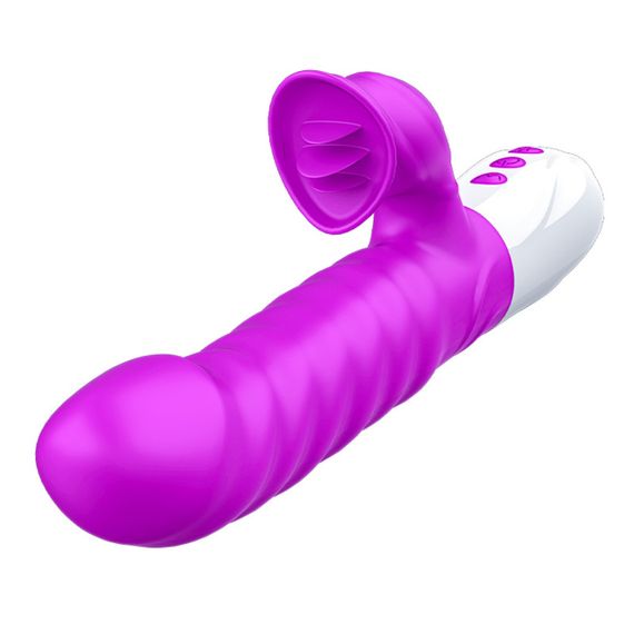 Вибратор для двойной стимуляции Silicon, Vibrator 7 Function and Heating Mode, PURPLE Sex Aura | Зображення 3