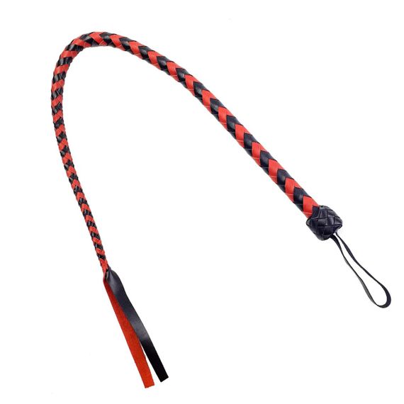 Батіг гнучкий Снейк, натуральна шкіра, колір чорно-червоний, довжина - 80 см sexstyle