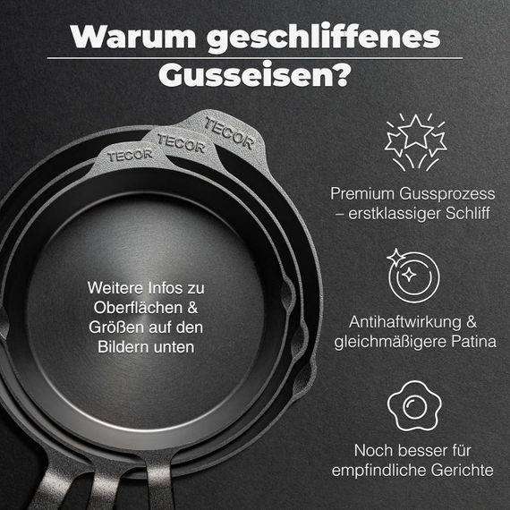 Чавунна сковорода TECOR з антипригарним покриттям 28см для індукційної газової електричної плити універсальна з захистом для ручок | Зображення 5