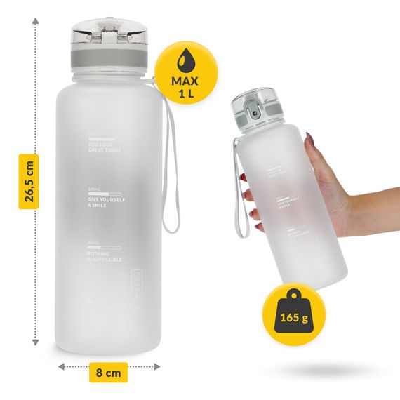 Пляшка для води спортивна 4FIZJO 1000 мл Grey (P-5905973404273) | Зображення 8