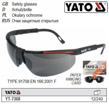 Очки защитные затемненные открытые Польша YATO YT-7368 | Зображення 1