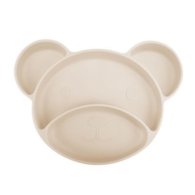 Тарілка дитяча Canpol babies Ведмедик силіконова на присосці з трьома відділами, крем (51/401_creme) | Зображення 1