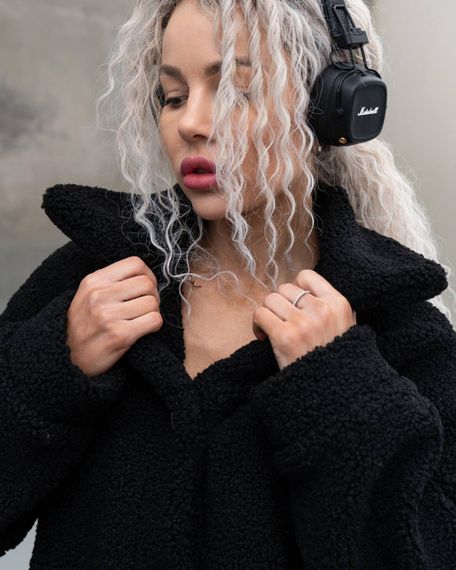 Женская короткая куртка мех Тедди, MN0002  цвет черный, размер M | Зображення 5