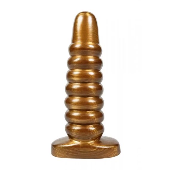 Велика анальна пробка ребриста Chisa Dark Muscle Gold Sex Aura