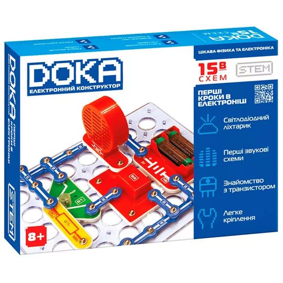 Електронний конструктор Doka Перші кроки в електроніці D70710 15 схем