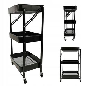 Этажерка с полками для кухни и ванной на колесах Bonro Бонро B-233 черный (42400599)
