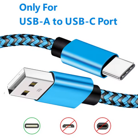 USB Type-C кабель 2.4 A швидке заряджання, нейлоновий для Android 1 метр синій