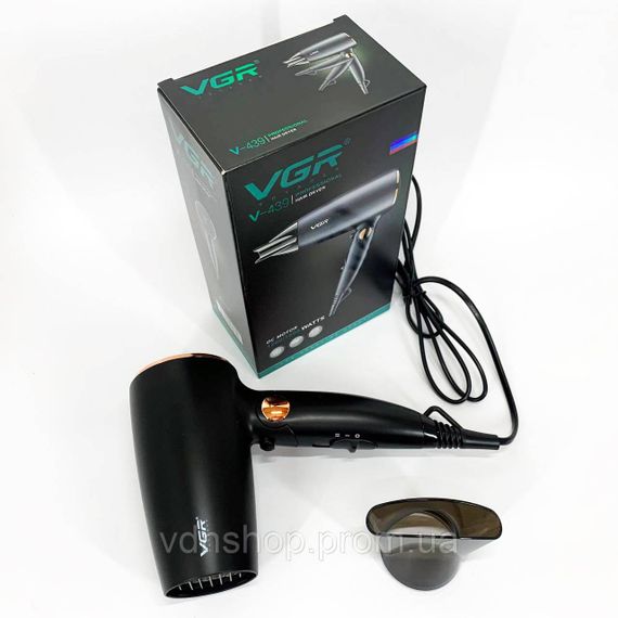 Фен для волос с дифузором VGR, Фен для укладки волос унивесальный с ионизацией укладки HI-23 | Зображення 5