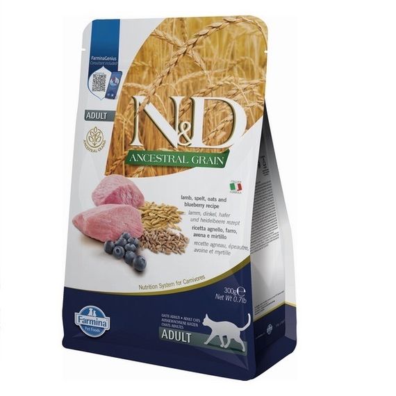 Сухий корм з ягнятиною для котів Farmina N&D Lamb & Blueberry Adult, 300 гр