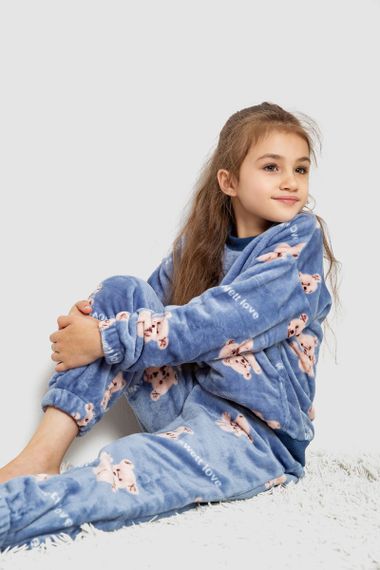 Пижама детская плюшевая унисекс, цвет джинс, 102R1538 | Зображення 1