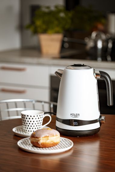 Електрочайник з нержавіючої сталі Adler AD 1295 білий 1,7 л, 2200 Вт, з регулюванням температури | Зображення 7