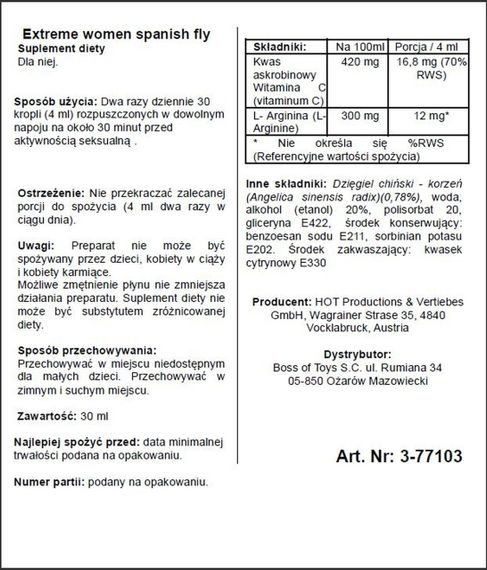 Збуджуючі краплі для жінок ERO Spainish Fly Extreme, 30 мл sexstyle | Зображення 1