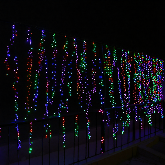 Новорічна гірлянда вулична Бахрома 36 м 600 LED чорний провід Мультиколор 36МBML