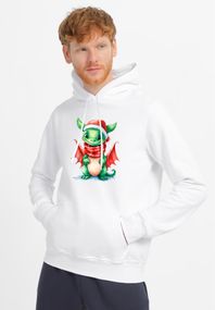 Худі чоловіче біле з принтом "Зелений дракон", 3XL