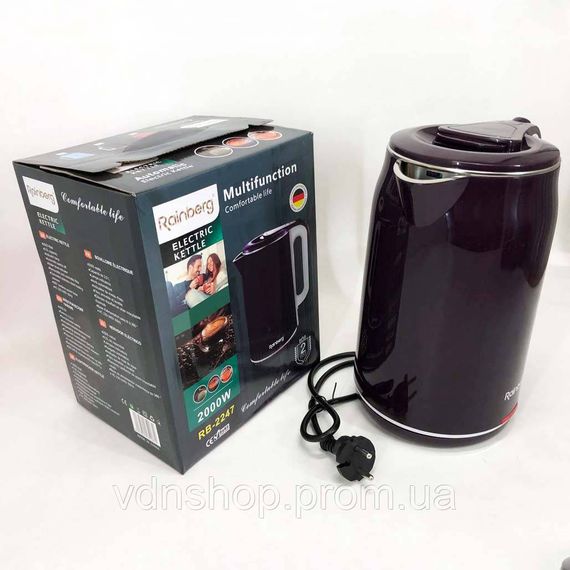 Чайник электрический Rainberg RB-2247 2000Вт 2л. Цвет: баклажан PS-61