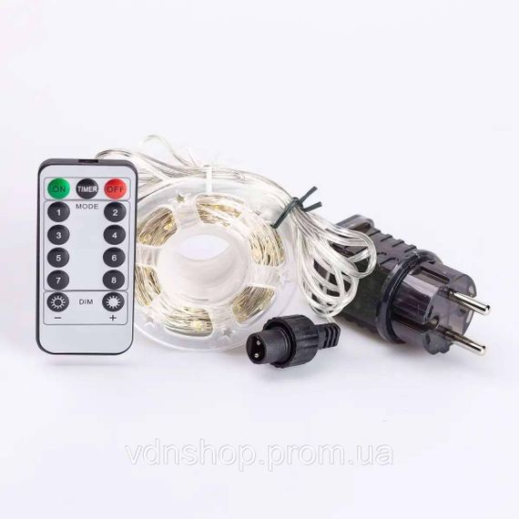 Гірлянда роса на пульті 50 метрів на 500 led світлодіодів крапля на білому дроті жовта 500L50MWY | Зображення 8