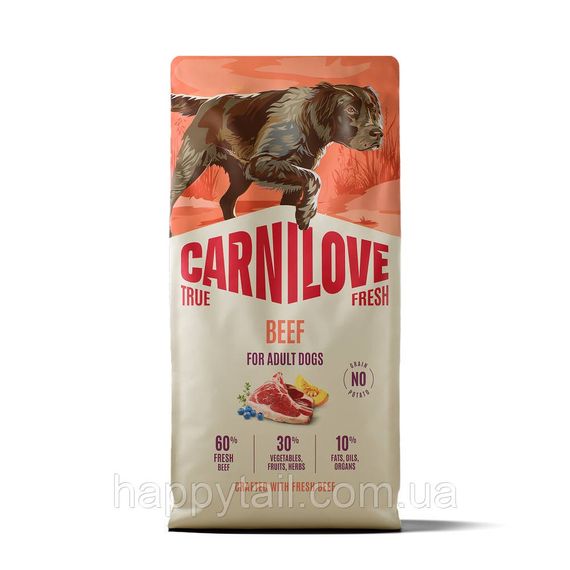 Беззерновой сухой корм Carnilove True Fresh Beef для взрослых собак всех пород свежая говядина 12 кг (арт. 173726)