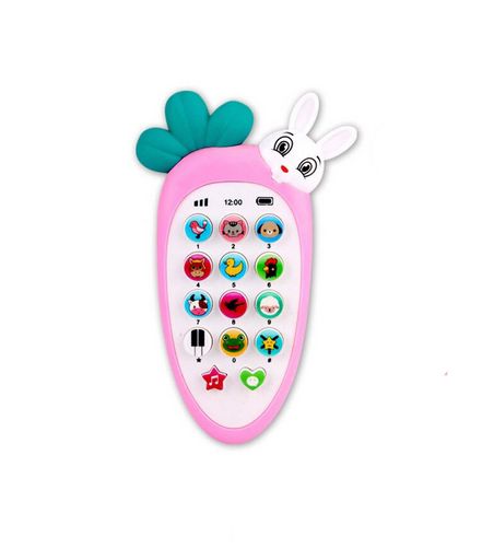 Телефон "Зайчик Звоня" 80650 WToys, на укр.мові, підсвічування, казки, пісні, скоромовки, вірші, в коробці (6945717416567) Рожевий