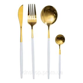 Набор столовых приборов 24 предмета столовый набор на 6 персон Золотистый с белым HP-20-47