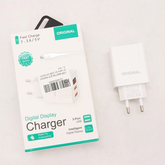 Зарядное устройство адаптер с LED дисплеем, 2 USB, 220В, QC03 5740/ Быстрая зарядка для телефона | Зображення 8