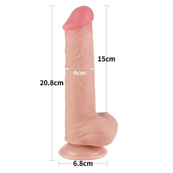Фалоімітатор 8' Sliding Skin Dual Layer Dong Flesh Sex Aura | Зображення 3
