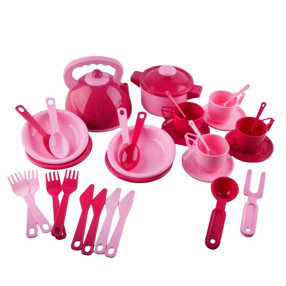 Детский игровой набор посуды 70637(Pink) розовый 32 предмета, паяный пакет