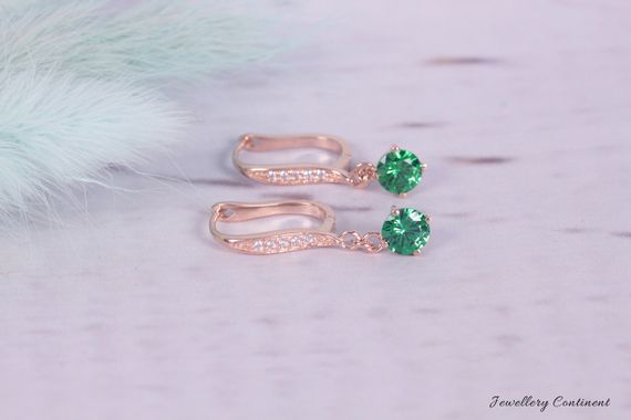 Женские серьги из красного золота с зелеными фианитами | Зображення 4