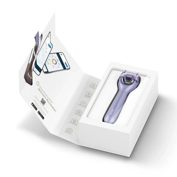 Электронный роллер для лица с микроиглами GESKE MicroNeedle Face Roller 9в1 gray, Фиолетовый | Зображення 8